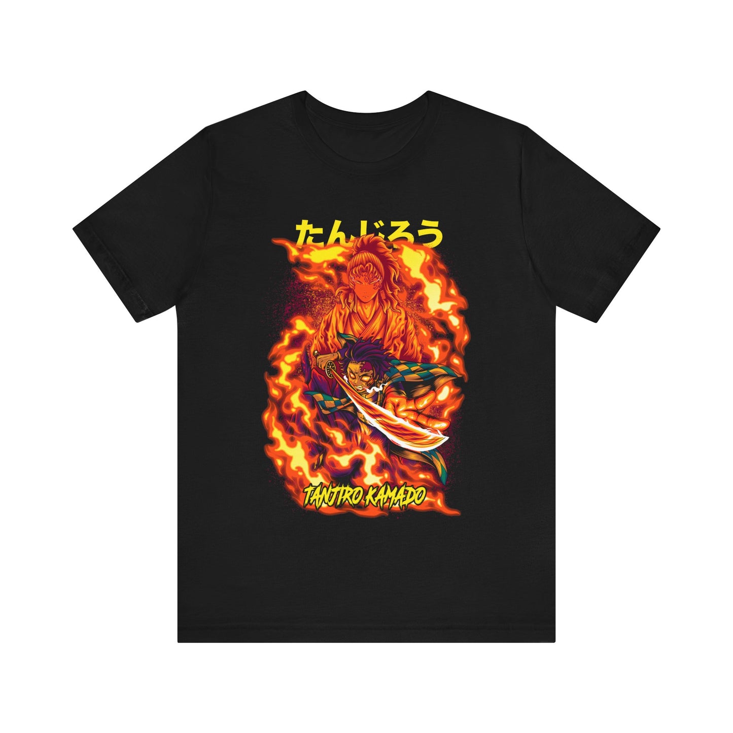 Demon Slayer Tanjiro Kamado Fire Burning Unisex Jersey Short Sleeve Tee