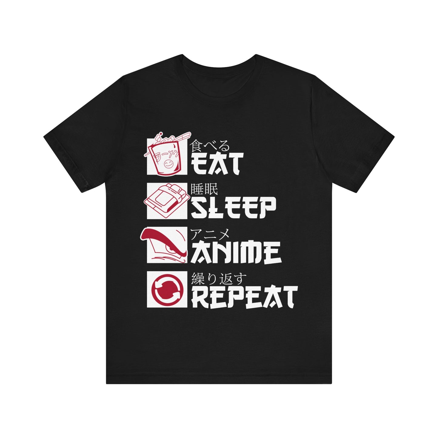 EAT, SLEEP, ANIME Repeat Unisex Jersey Short Sleeve Tee